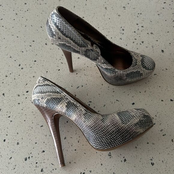 Steve Madden Flaash Leather Snake Print Platform Stiletto High Heels Sz 7.5 New - Picture 9 of 12